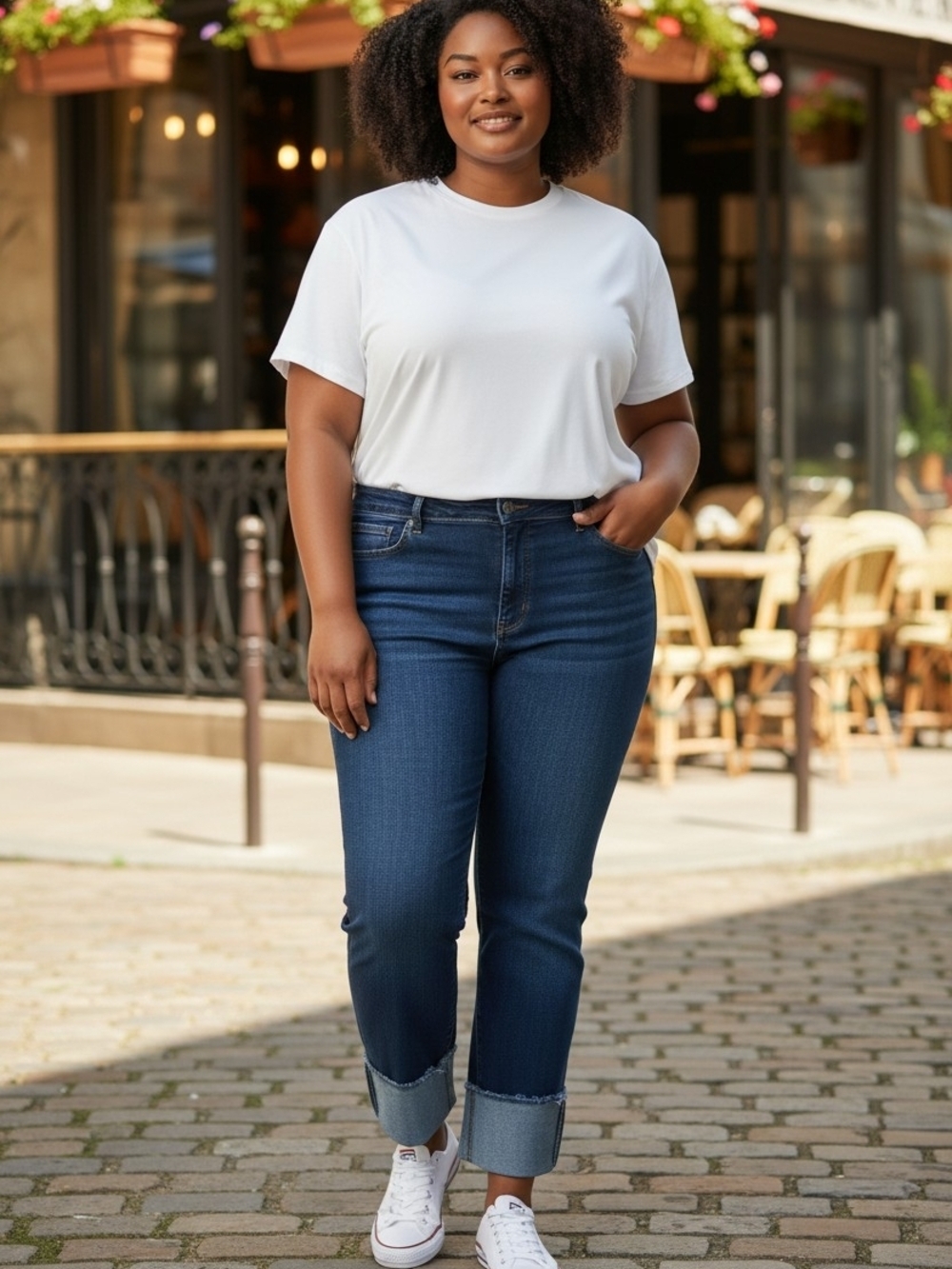 St. John's Bay Dark Blue Plus-Size Cropped Ankle Jeans